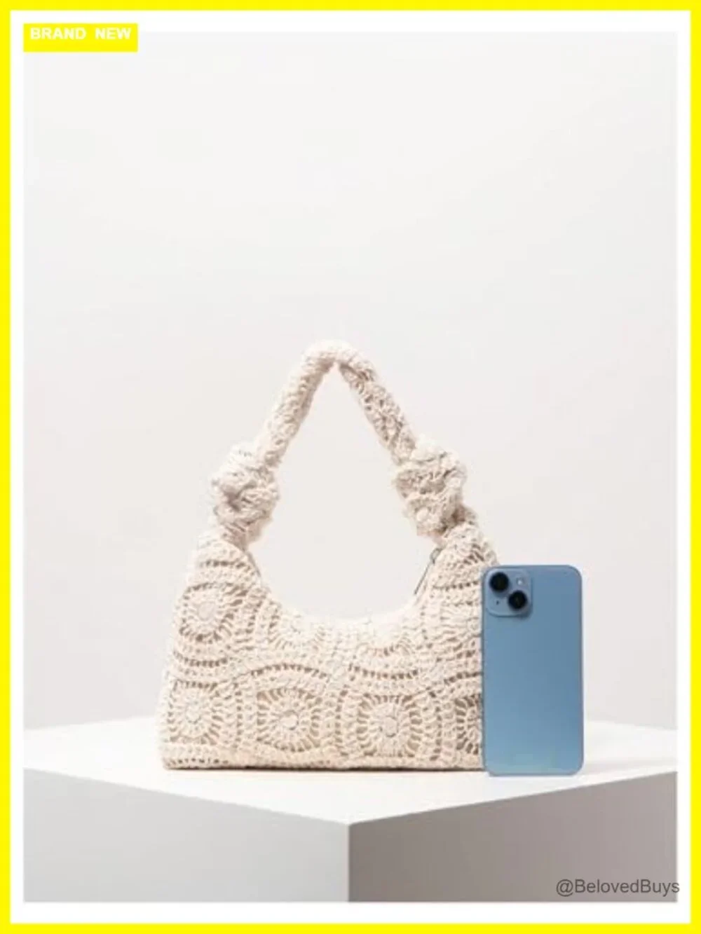 Crochet Knot Satchel Handbag Top Handle Beach Vacation Boho Bag